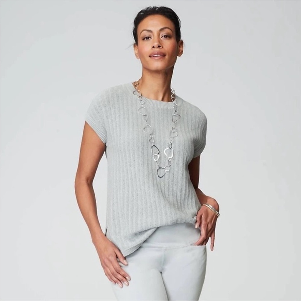 J. Jill Wearever Light Gray Knit Sweater Vest Pullover XSmall